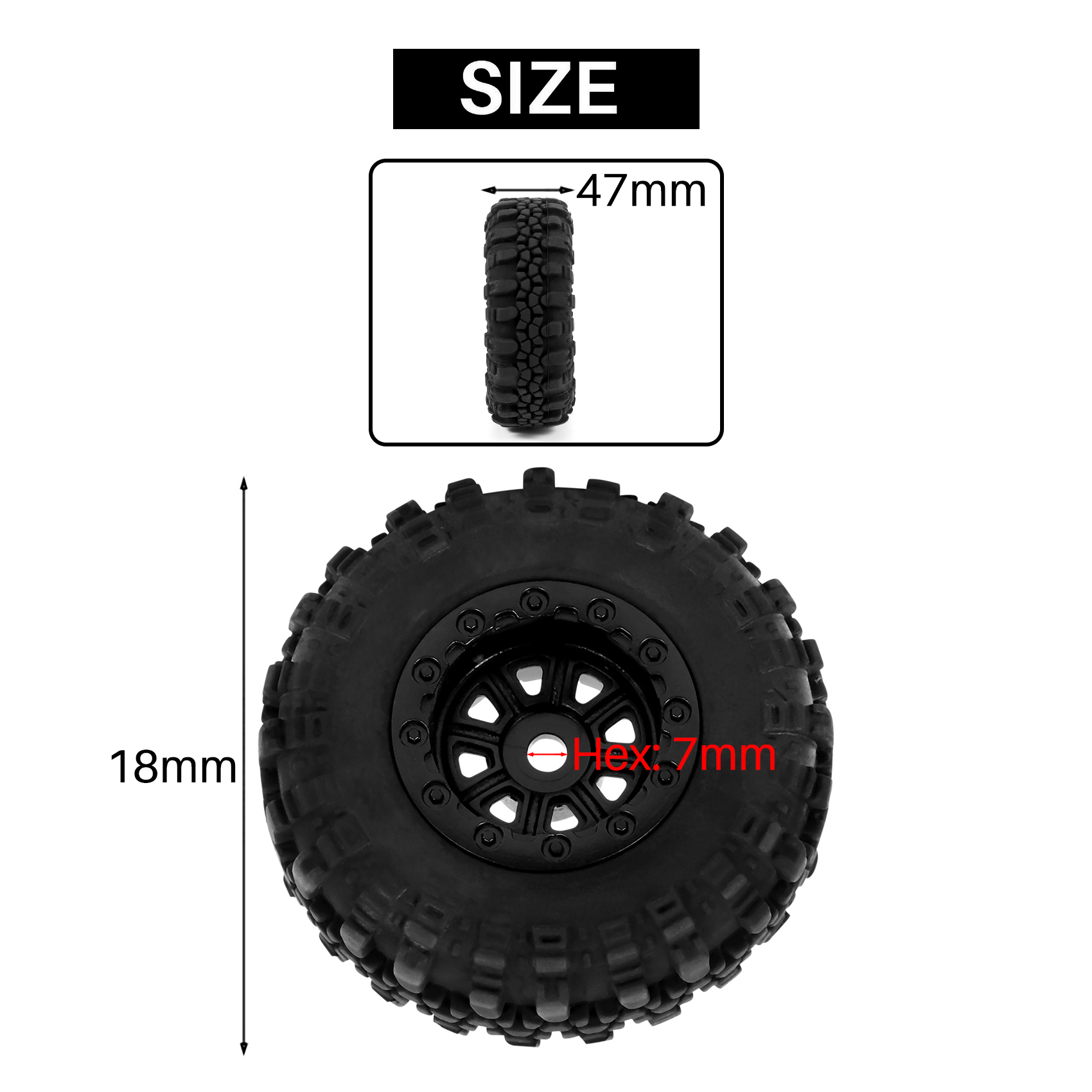 4 قطع إطارات وعجلات مقاس 47×18 - مراجعة Wheel Rim Rc وسعره