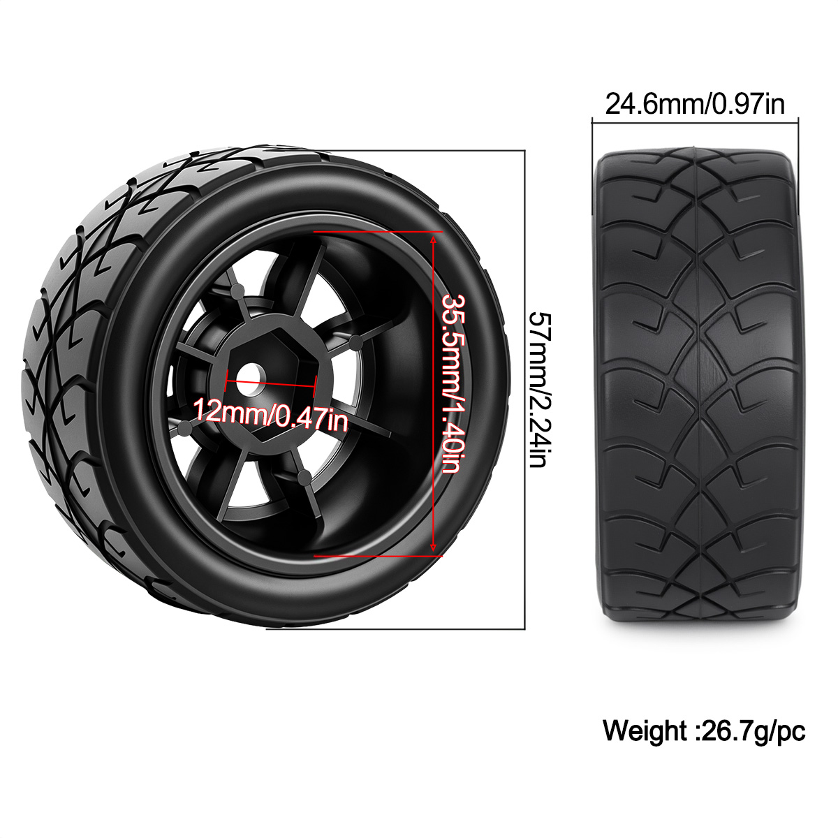 عجلات بلاستيكية بإطارات مطاطية - مراجعة Wheel Rim Rc وسعره